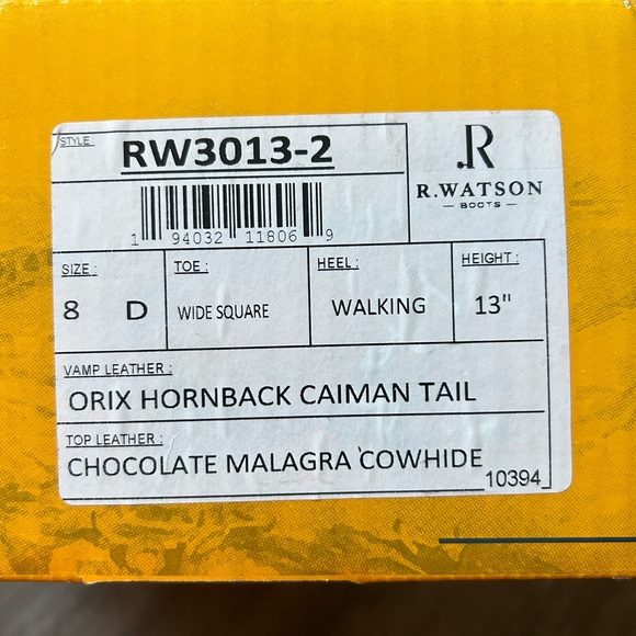 Exotic Western Cowboy Boots, R. Watson Caiman vamp with cowhide top. Brand new - Picture 3 of 3